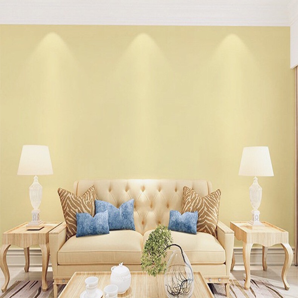 Giấy dán tường màu vàng nhạt nhám giá bán 1m x 45cm, decal dán tường vàng nhạt nhám - AZEVA