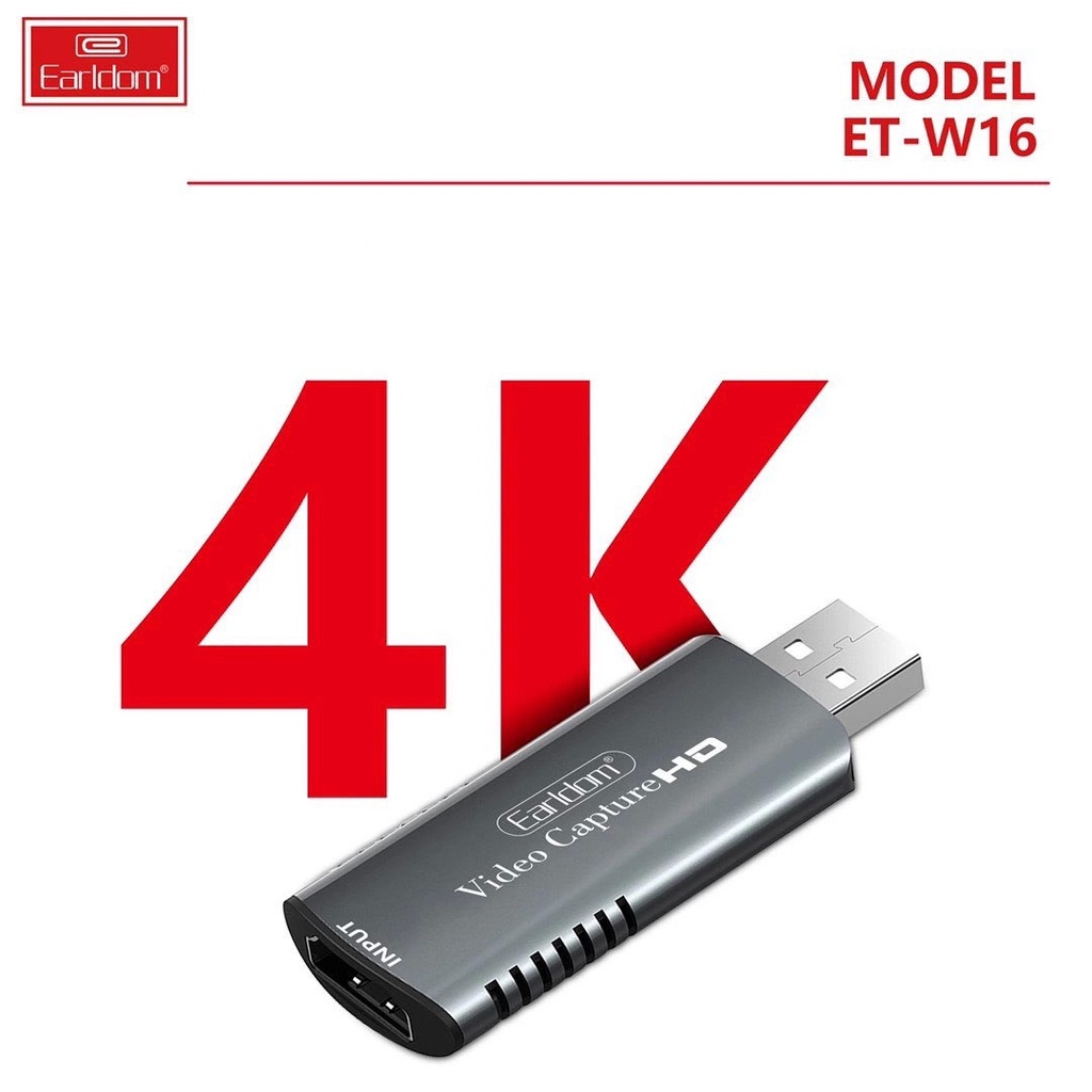 Cáp HDMI to USB 3.0 video capture Earldom ET-W17 - hỗ trợ Live Stream, ghi hình từ điện thoại, Camera, PS4, XBOX