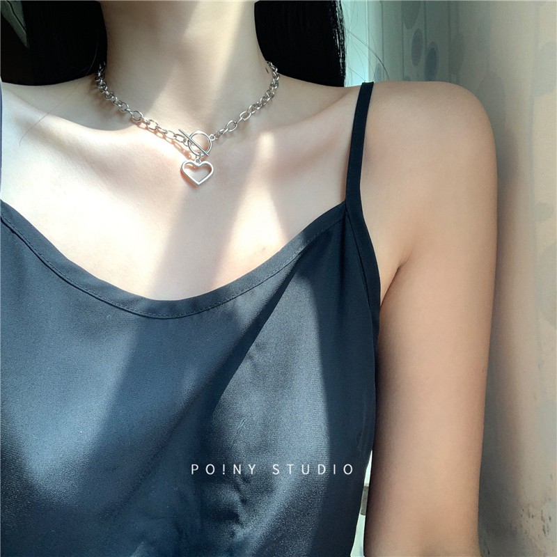 Vòng Cổ Gắn Mặt Hình Trái Tim Cá Tính Độc Đáo Phong Cách Hip-Hop