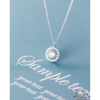 Dây chuyền bạc moonsilver vòng cổ bạc nữ vòng tròn đính đá pha lê