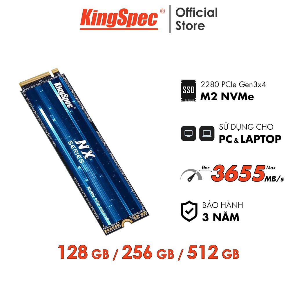 Ổ cứng SSD KingSpec M2 PCIe NVMe , 128GB / 256GB / 512GB | NX Series - Hàng Chính Hãng
