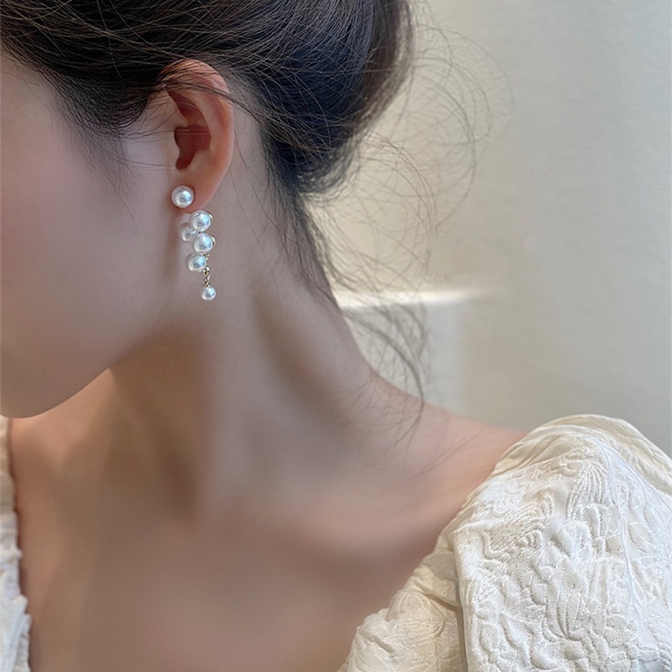 Đôi Bông Tai Mạ Bạc 925 Dáng Dài Đính Ngọc Trai Thời Trang Cho Nữ