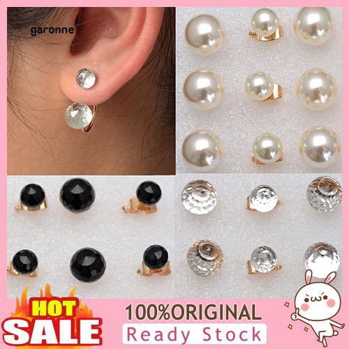 Đôi khuyên tai kim loại đính đá và ngọc trai thời trang cho nữ