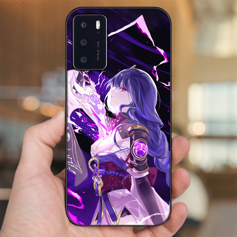 Ốp lưng Oppo A16 viền đen in hình Raiden Shogun Genshin Impact