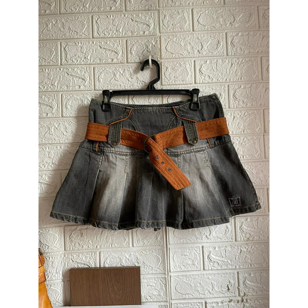 Chân váy Jeans xếp ly