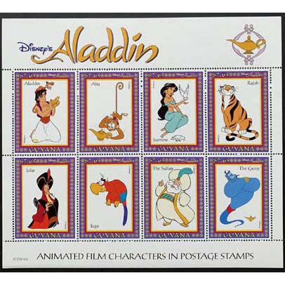 Tem sưu tập Block Tem Guyana Disney Aladin và cây đèn thần 1993