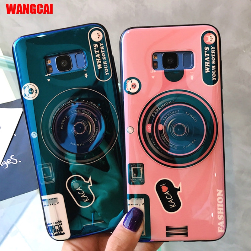 Ốp điện thoại kiểu camera độc đáo kèm vòng đỡ cho Samsung Galaxy Note 9 8 S9 S8 Plus S7 Edge A20E A20 Core