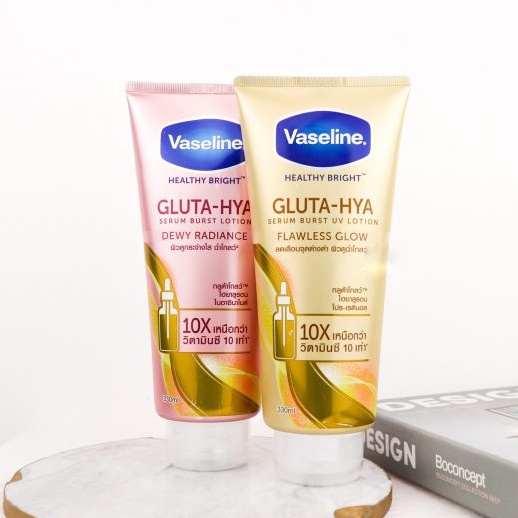 Dưỡng Thể Body Trắng Da Vaseline Healthy Bright GLUTA HYA Serum Burst Lotion 10X Thái Lan 330ml Ban Ngày và Ban Đêm