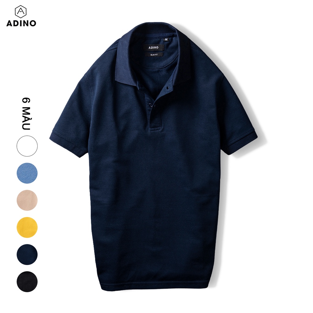 Áo polo nam ADINO màu xanh đen vải cotton co giãn nhẹ dáng công sở slimfit hơi ôm trẻ trung PL42