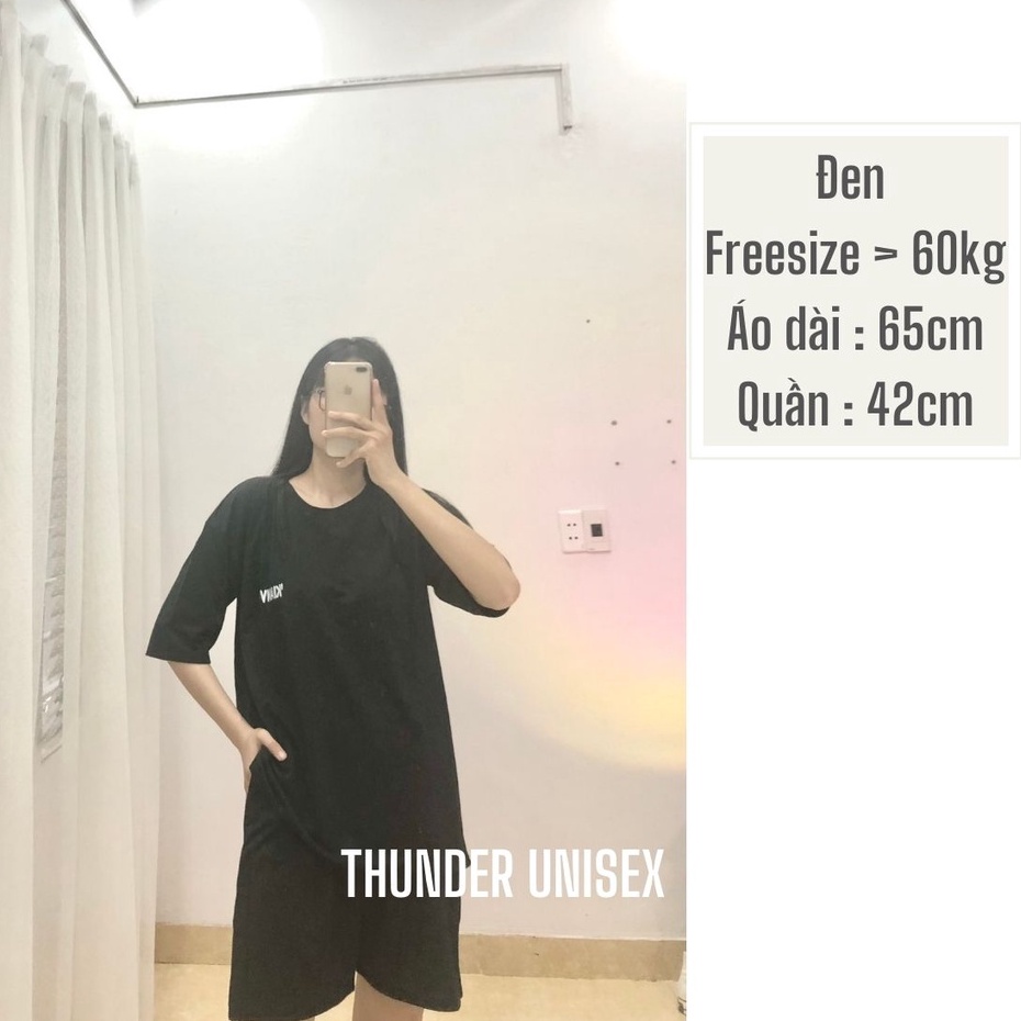 Set Đồ Nữ Quần Ngắn Ống Rộng Kết Hợp Áo Thun Unisex Tay Lỡ THUNDER UNISEX, 3 màu Chất Vải Thoáng Mát,Form Rộng Freesize