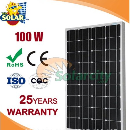 Tấm Pin Năng Lượng Mặt Trời Mono 100W tặng mc4