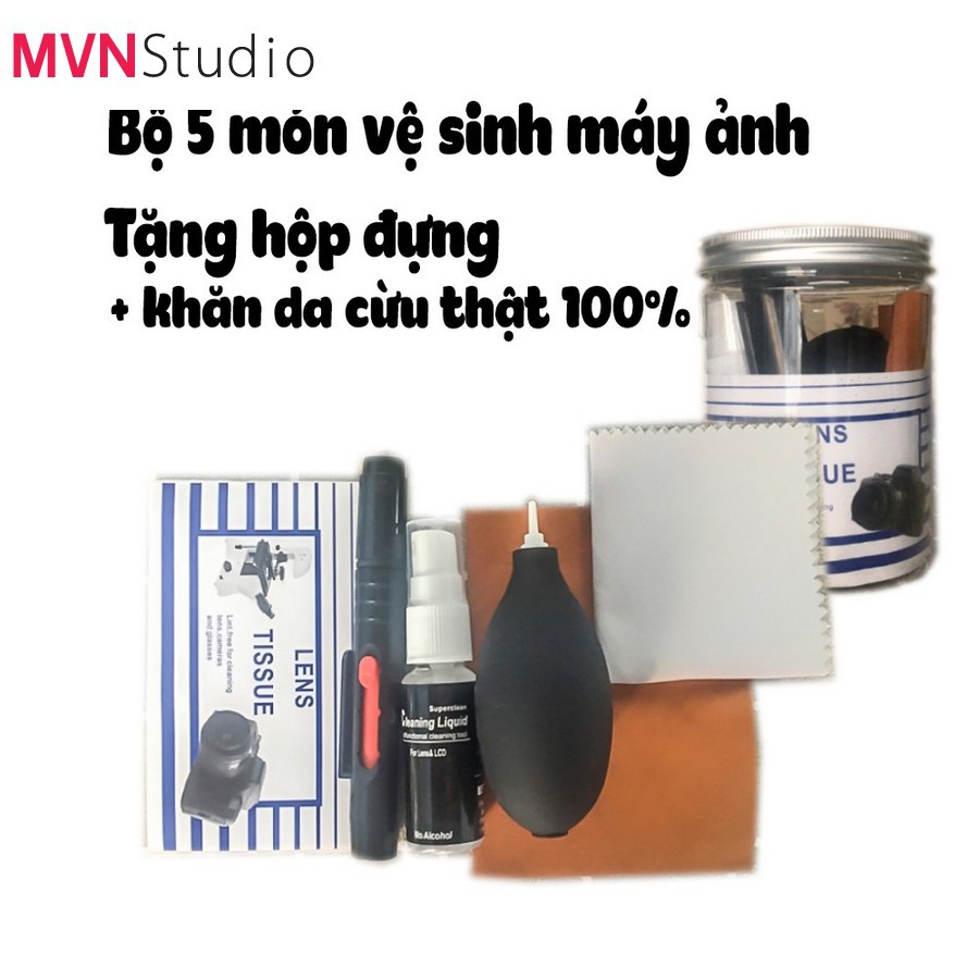 MVN Studio - Bộ vệ sinh máy ảnh đa năng gồm 5 món tiện lợi Tặng thêm khăn da cừu 8x10cm