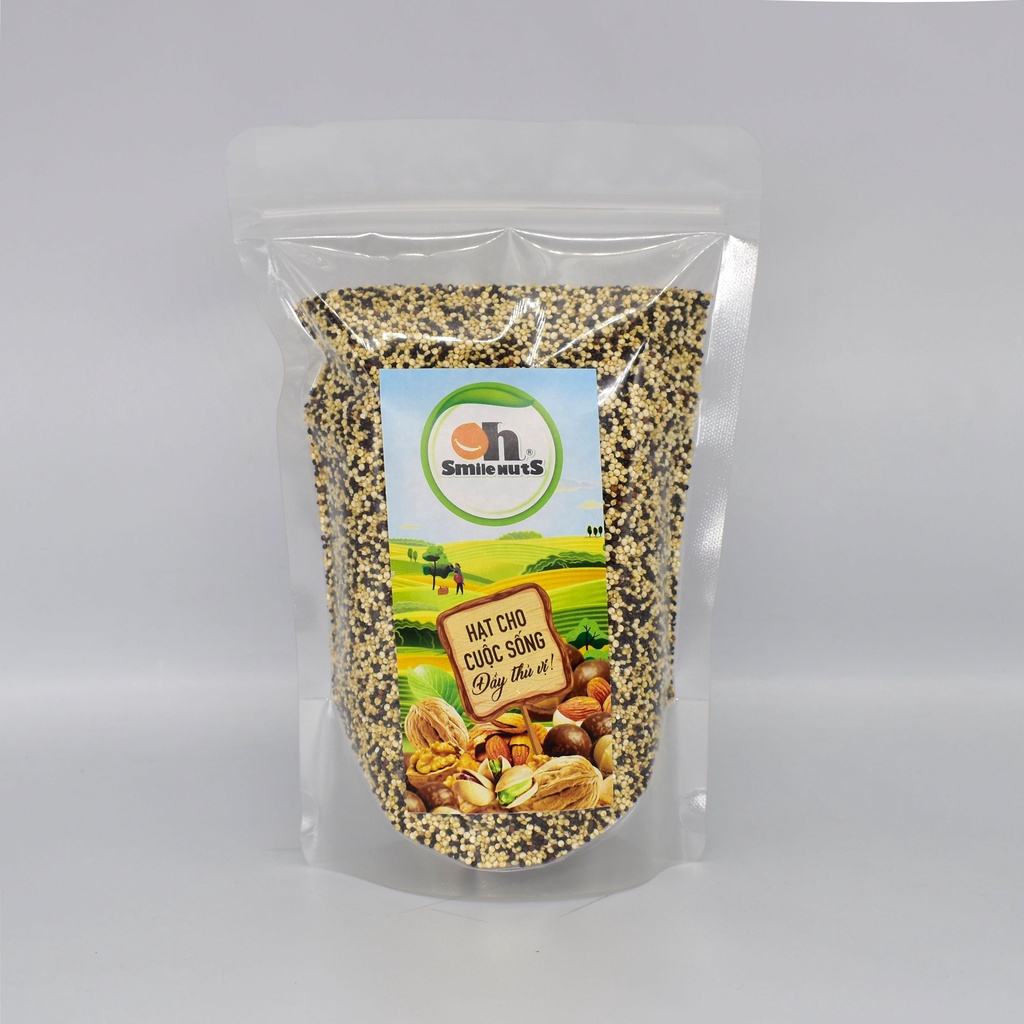 Hạt Diêm Mạch Quinoa 3 Màu Oh Smilenuts túi 500g - Mix Organic Gồm Quinoa Trắng, Quinoa Đỏ, Quinoa Đen