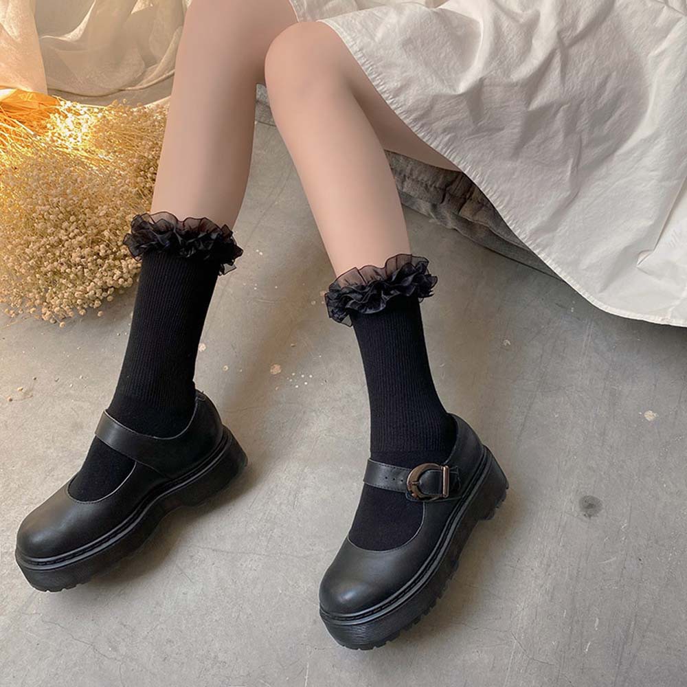 Tất Cotton Phối Ren Dễ Thương Cho Nữ