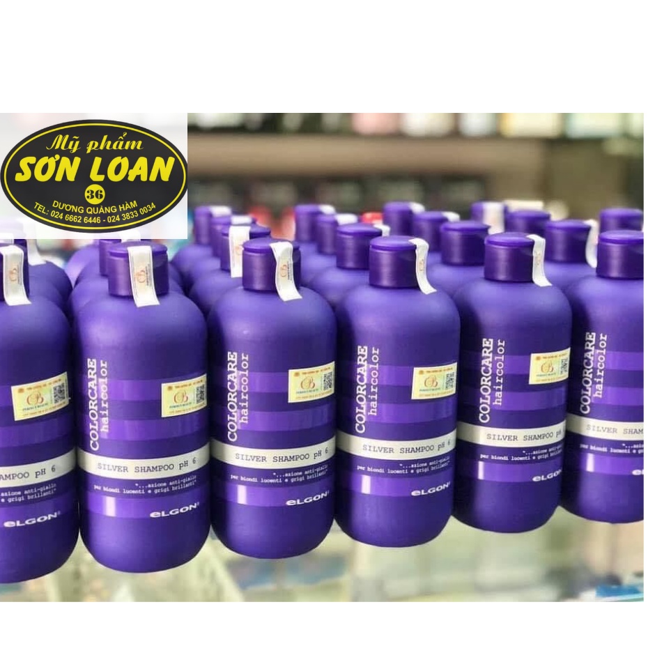 Dầu gội tím khử vàng Elgon giữ màu tóc 300ml, dành cho tóc nhuộm và tóc tẩy bạch kim