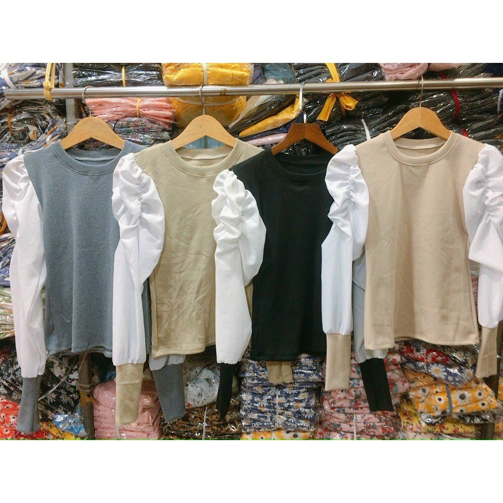 ÁO KIỂU BO GÂN PHỐI TAY VOAN CÁCH ĐIỆU VKV28920