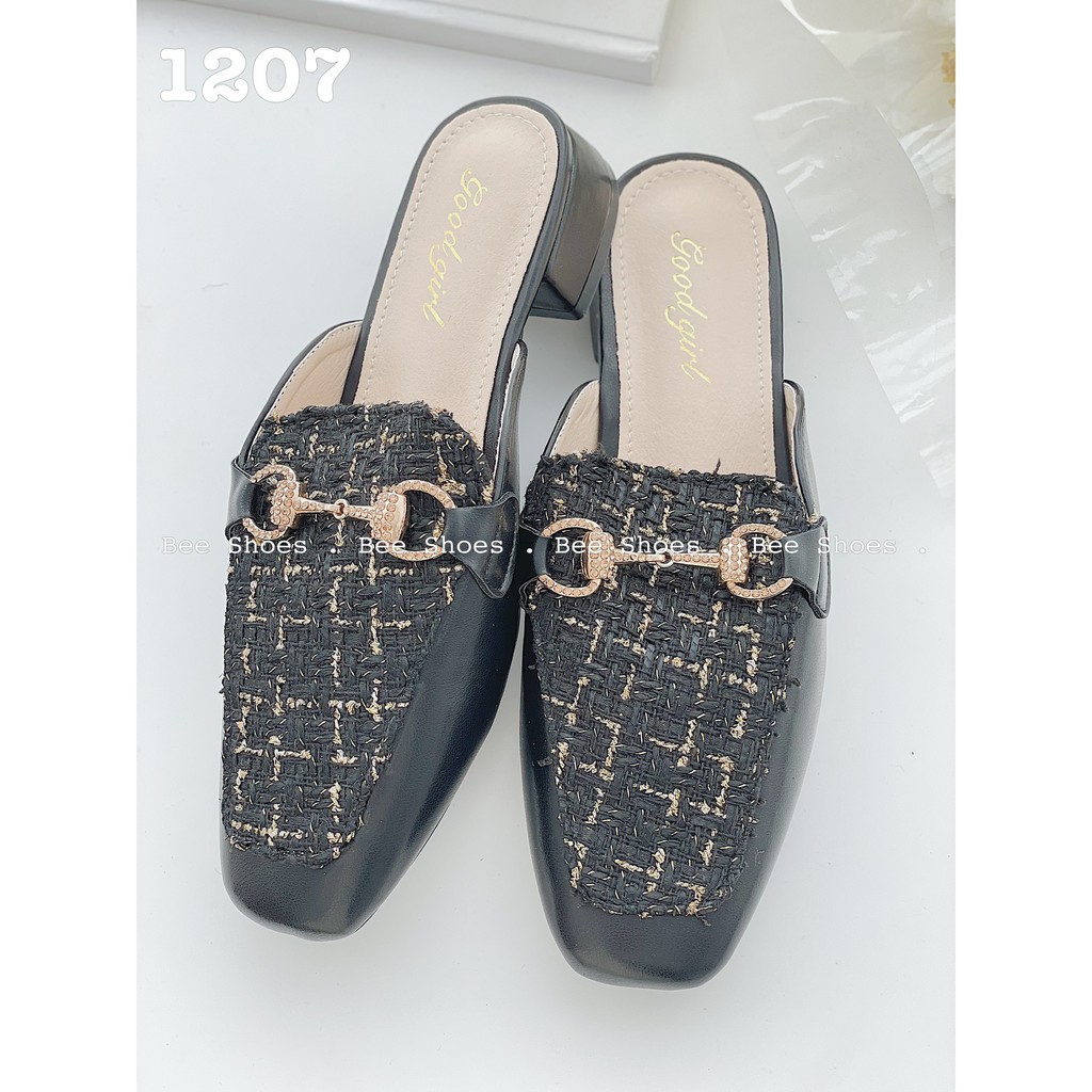 BEESHOES - GIÀY SỤC NỮ MŨI VUÔNG ĐẾ VUÔNG - GIÀY SỤC NỮ MŨI VUÔNG ĐẾ VUÔNG CAO 2 PHÂN SẴN MÀU ĐEN - KEM 201207