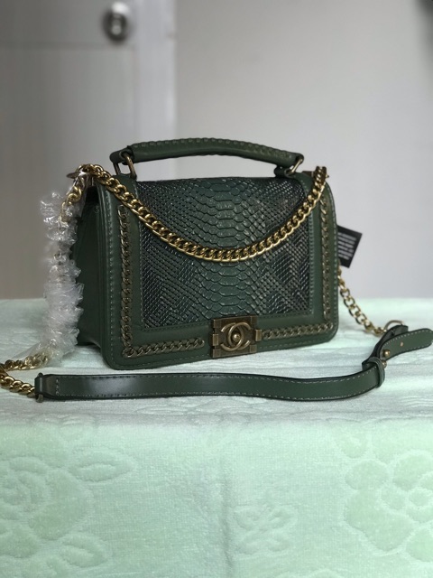 Túi xách nữ, xách tay đeo chéo boy da rắn cực đẹp size 20,25cm handmade | BigBuy360 - bigbuy360.vn