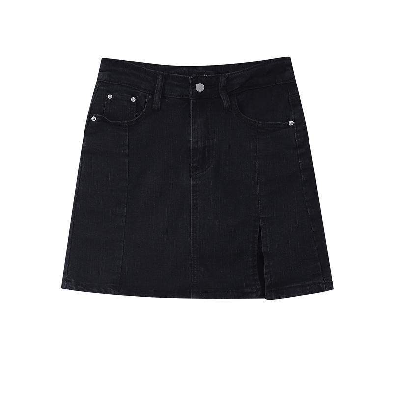 Jiashucheng Chân Váy Jean Ngắn Xẻ Tà Lưng Cao Thời Trang Xuân Hè 2023 Cho Nữ