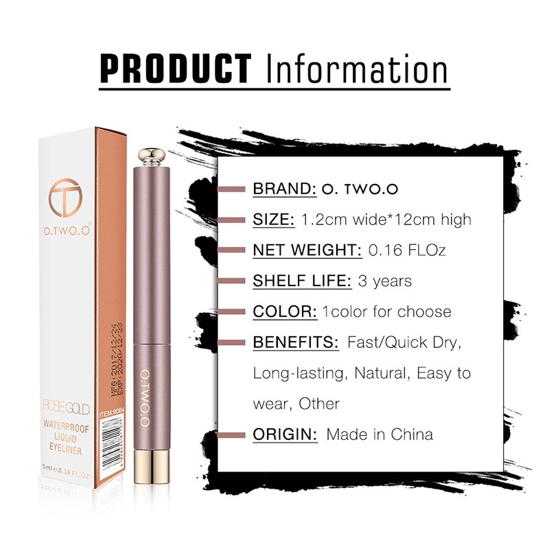 Bút kẻ mắt dạng nước O.TWO.O Rose Gold Waterproof Liquid Eyeliner ORE2 | BigBuy360 - bigbuy360.vn