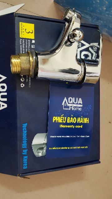 Vòi lavabo liền sen nóng lạnh đồng aqua