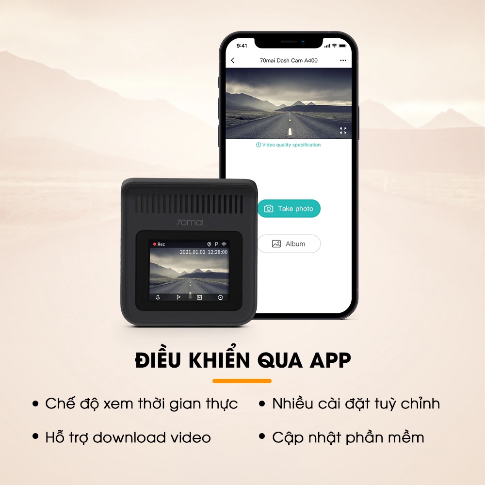 Camera hành trình ô tô 70mai Dash Cam A400&A400-1 độ phân giải 1440P