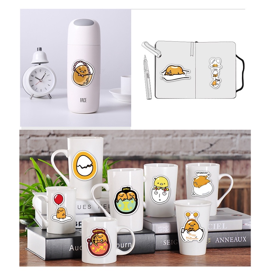 Set 120 / 60 Miếng Dán Chống Thấm Nước Hình Trứng Lười Graffiti Dễ Thương Trang Trí Ván Trượt / Điện Thoại