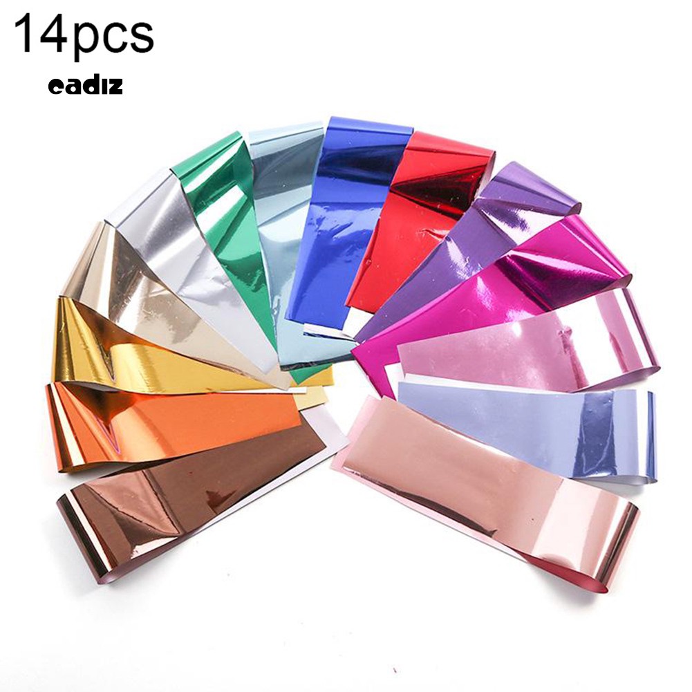 [Hàng mới về] Set 14 tờ sticker dán trang trí móng tay bằng lá thiếc thời trang