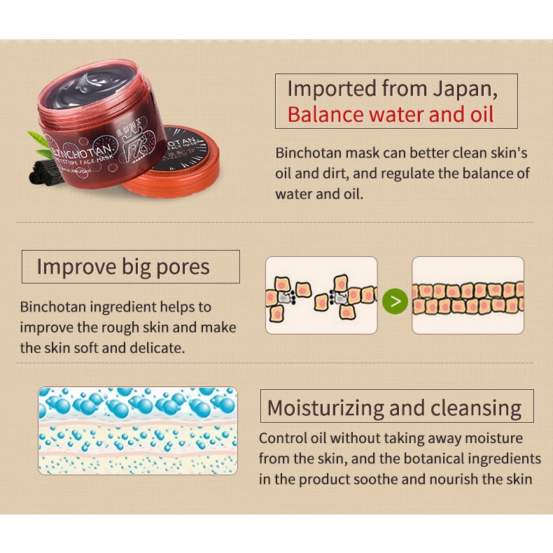 Mặt nạ than hoạt tính HANAJIRUSHI dùng cho da hỗn hợp và da thông thường 220g