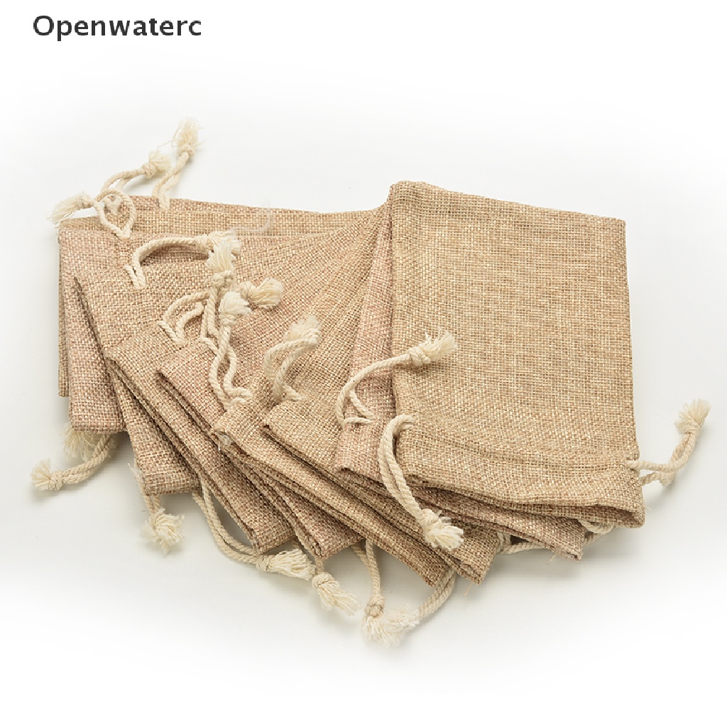 Túi Dây Rút Mini Bằng Vải Bố Mộc Mạc Trang Trí Tiệc Cưới