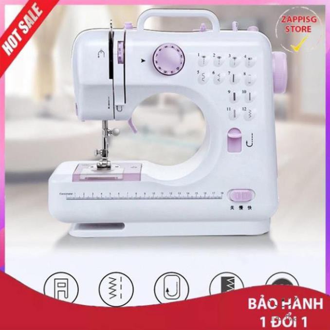 Sale Máy May Mini Gia Đình FHSM505 12 Kiểu May, Có Vắt Sổ