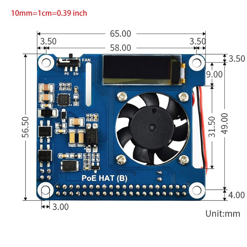 Bảng Mạch Mở Rộng Raspberry Pi 4 Model B / 3b + Oled Và 802.3af