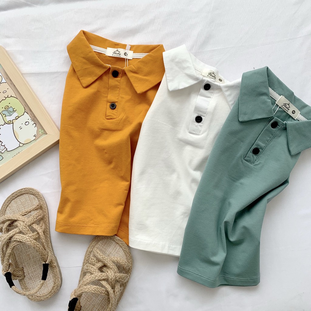 Áo polo bé trai Fbaby basic cổ bẻ áo polo bé trai trơn cotton co giãn áo quần áo trẻ em