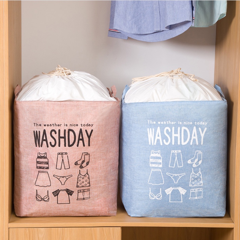 Túi đựng quần áo chăn màn vải bố dày có khung sắt Washday