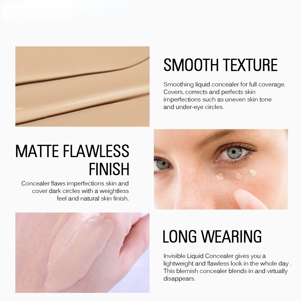 Kem Nền Che Khuyết Điểm Dạng Lỏng 5 Màu Lì Hydrat Hóa Lâu Trôi Kiềm Dầu Che Phủ Toàn Diện