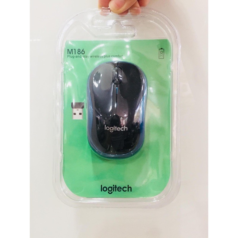 [Freeship] Chuột Máy Tính, Chuột Không Dây LOGITECH M186 Silent Giảm Tiếng Ồn. Hàng Chính Hãng Tặng Kèm Pin AA