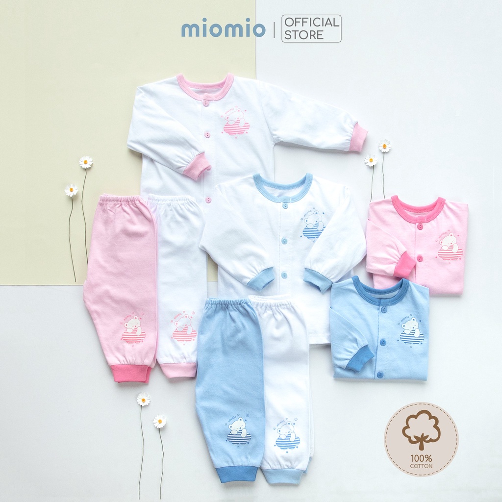 Bộ Quần Áo Sơ Sinh Dài Tay, Nút Giữa MIOMIO - In Hình Cho Bé Trai, Bé Gái , Vải Cotton