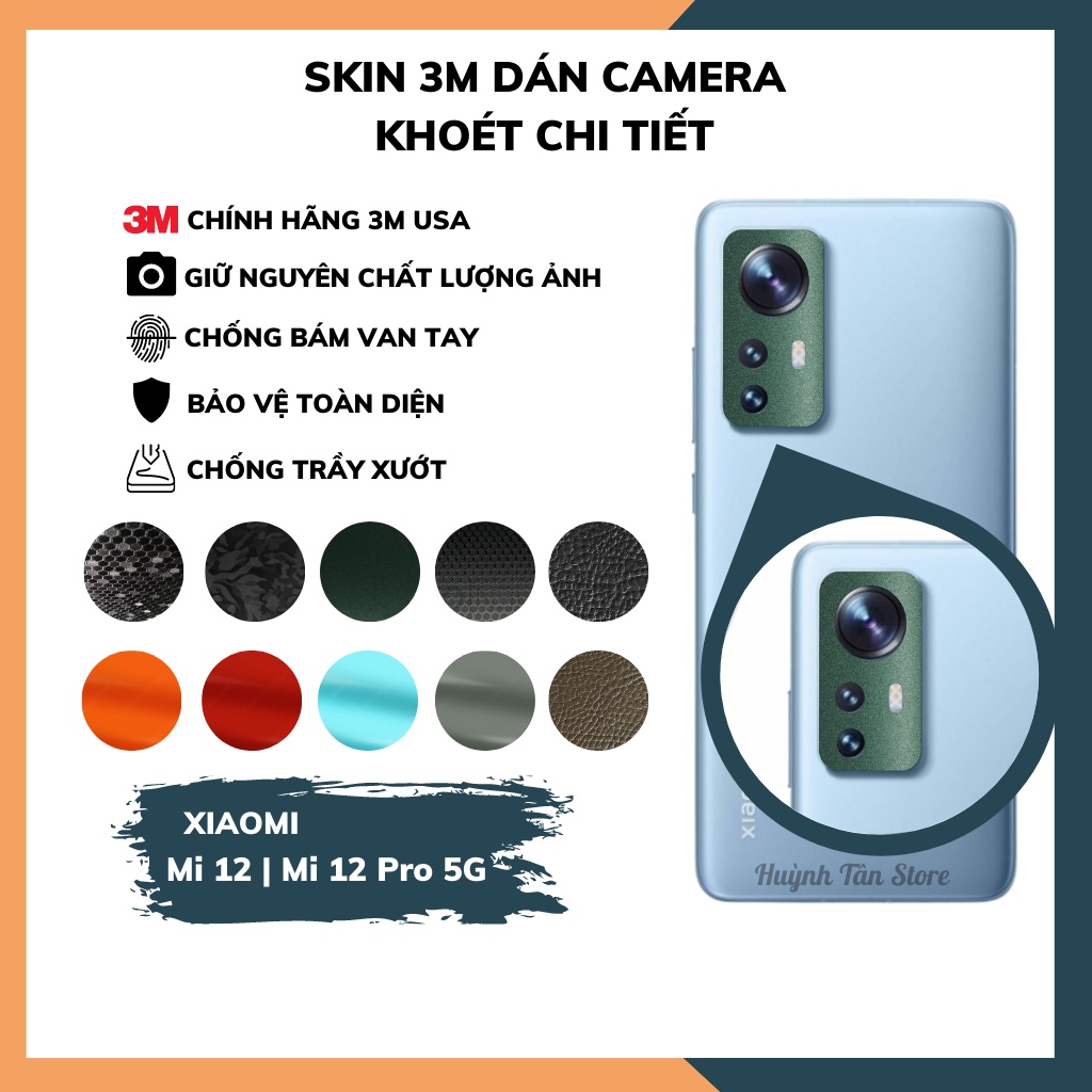Combo 2 Dán camera sau Xiaomi Mi 12, Mi 12X, Mi 12 Pro 5G chất liệu 3M bảo vệ bề mặt kính cường lực, khoét lỗ chi tiết