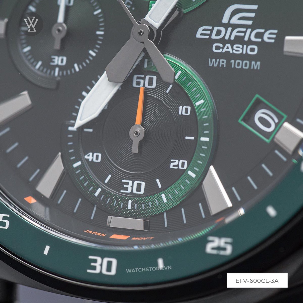 Đồng Hồ Quartz Nam Casio WATCHSTORE Edifice EFV-600CL-3AVUDF Thiết Kế Mặt Kính Khoáng 43.8mm, Dây Da Cao Cấp