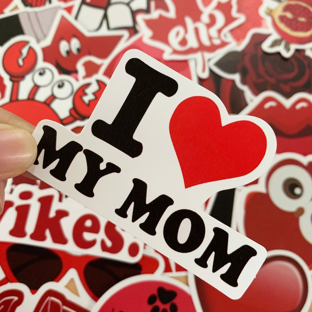 H131 - Sticker Hoạ tiết MÀU ĐỎ độc đáo - PVC/ Hình dán Chống nước