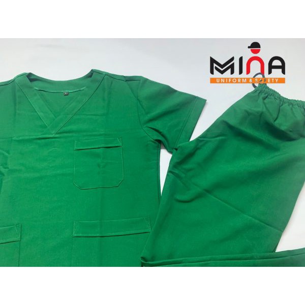 Bộ scrubs bác sĩ, quần áo y tế phẫu thuật - Màu Xanh lá (Có hình ảnh thực tế)