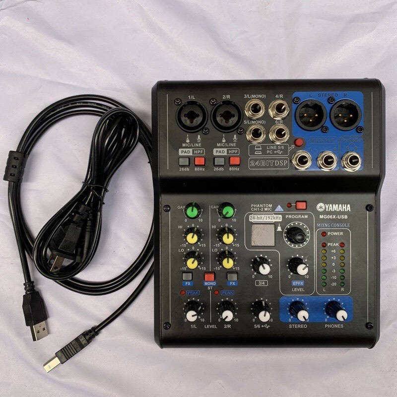 BỘ Mixer Mini YAMAHA MG06X-USB HÁT THU ÂM VÀ KARAOKE GIA ĐÌNH CỰC HAY 16 CHẾ ĐỘ HÁT BẢO HÀNH 12 THÁN