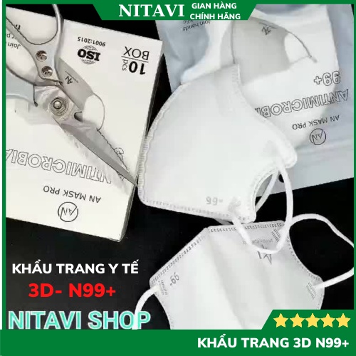 Khẩu trang 3d N99+ khẩu trang 5 lớp y tế AN MASK PRO chống bụi mịn, kiểu dáng ôm gọn mặt