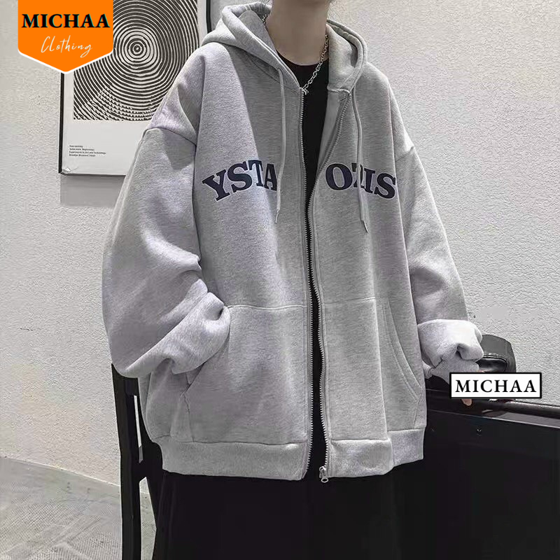 Áo Khoác Nỉ YSTAOZIS Nam Nữ Ulzzang Unisex Tay Rộng, Áo Khoác Dây Kéo Form Rộng - MICHAA