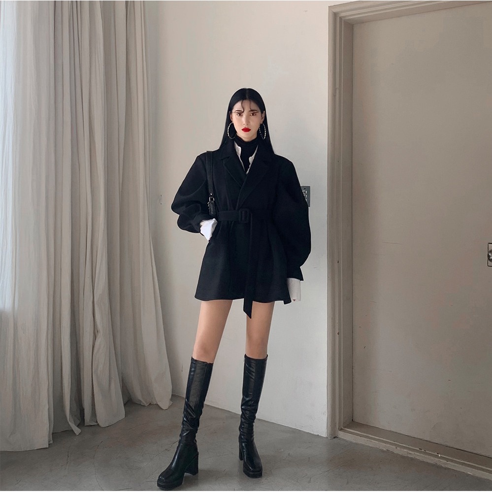 Áo Khoác Có Đai Tay Bồng Kiana Puff Wool Jacket LOOKNONE