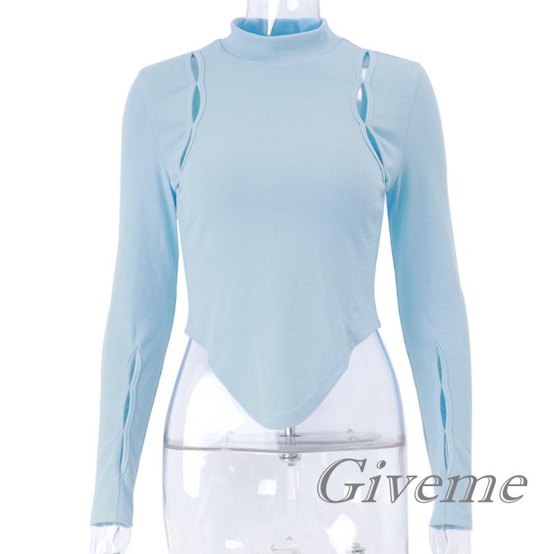 Áo Thun Lửng Tay Dài Màu Trơn Thời Trang Dành Cho Nữ