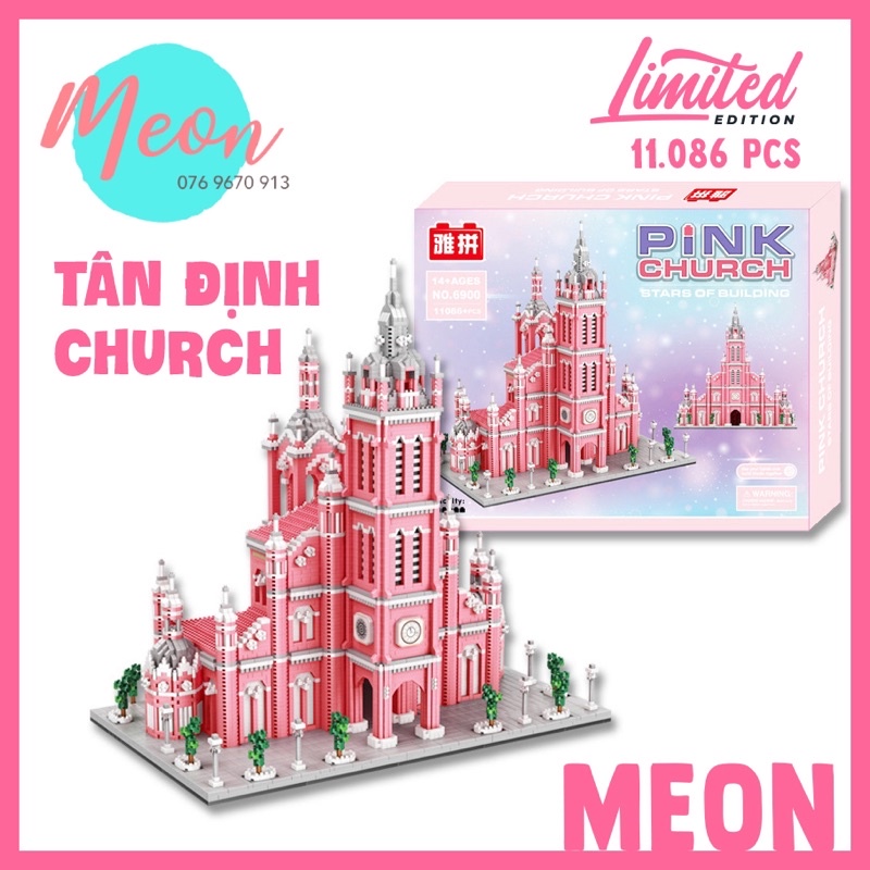 Xếp hình miniblock nhà thờ Tân Định - Lego Tan Dinh church size khủng