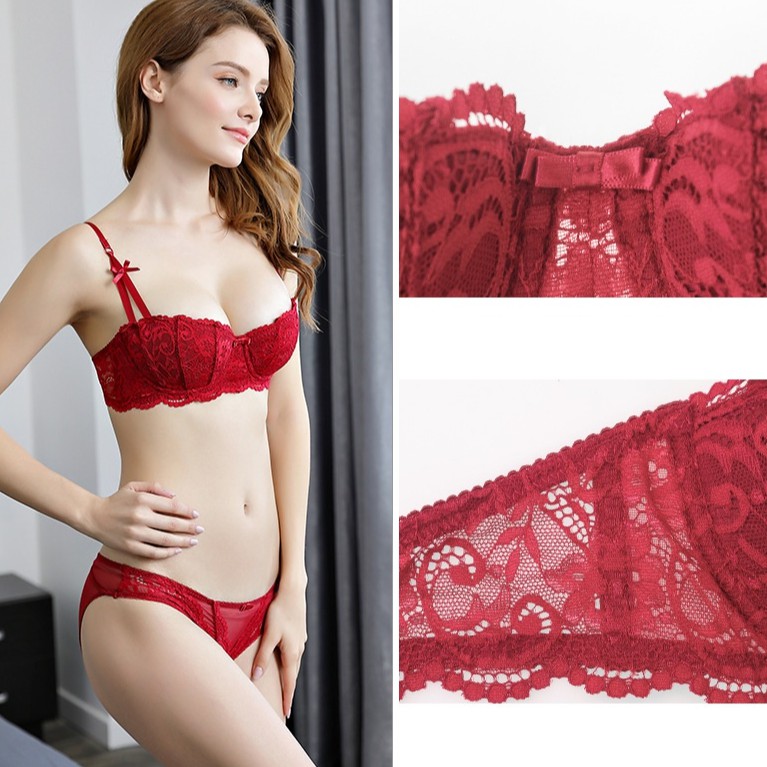 Bộ đồ lót ren quả ngang, có gọng đệm mỏng Sexy AL013_NuciFera