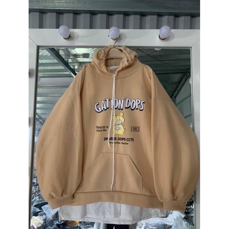 Áo hoodie nỉ bông hình gấu tay siêu bồng HANA75 | BigBuy360 - bigbuy360.vn