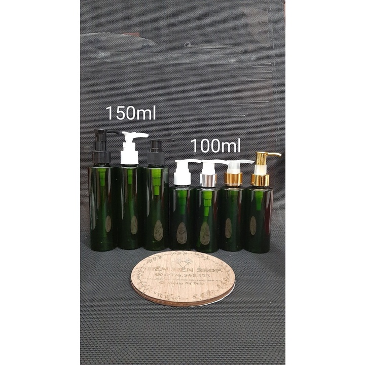 Chai nhựa pet xanh rêu vòi ấn chọn size